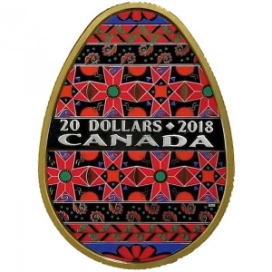 Реверс монеты Канада, 20 долларов, 2018, Традиционная украинская писанка