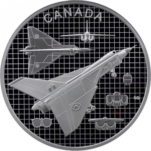 Реверс монеты Канада, 20 долларов, 2021, Истребитель Avro CF-105 Стрела