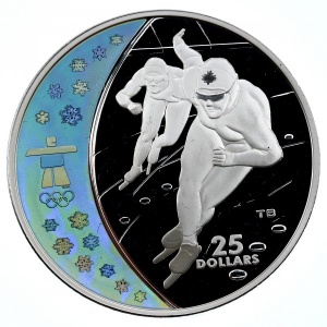 Реверс монеты Канада, 25 долларов, 2009, XXI зимние Олимпийские Игры, Ванкувер 2010 - Конькобежный спорт