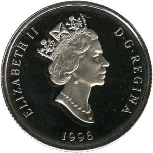 Аверс монеты Канада, 30 долларов, 1996, Дикая природа Канады - Сокол