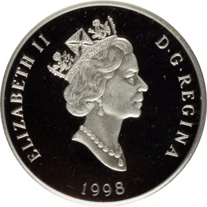 Аверс монеты Канада, 30 долларов, 1998, Дикая природа Канады - Серый волк