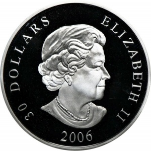 Аверс монеты Канада, 30 долларов, 2006, Национальный военный мемориал Канады