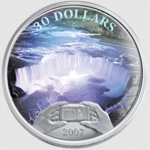 Реверс монеты Канада, 30 долларов, 2007, Ниагарский водопад