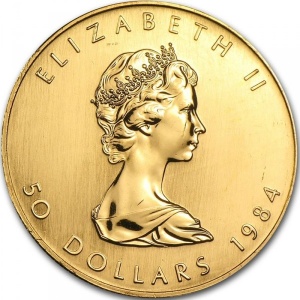 Аверс монеты Канада, 50 долларов, 1979-1989, Кленовый лист