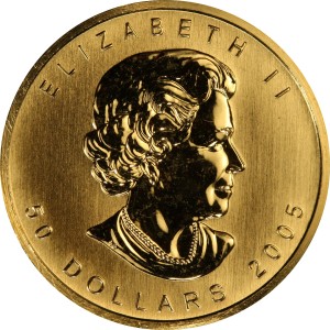 Аверс монеты Канада, 50 долларов, 2005, Кленовый лист /99999/