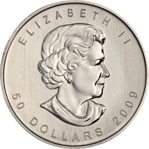 Аверс монеты Канада, 50 долларов, 2009-2013, Кленовый лист