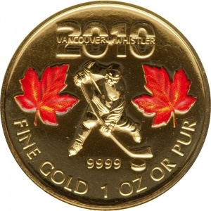 Реверс монеты Канада, 50 долларов, 2010, XXI зимние Олимпийские Игры, Ванкувер 2010, Цветное покрытие