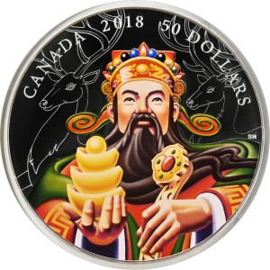 Реверс монеты Канада, 50 долларов, 2018, Китайская культура - Боги Сань Син. Лу