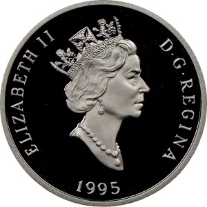 Аверс монеты Канада, 75 долларов, 1995, Канадская дикая природа - Рысь