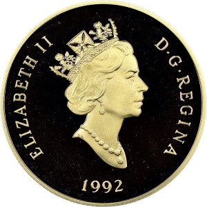 Аверс монеты Канада, 100 долларов, 1992, 350 лет Монреалю