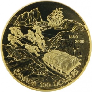 Реверс монеты Канада, 100 долларов, 2000, Экспедиция Франклина