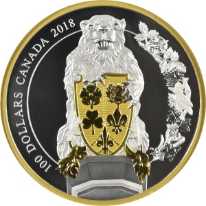 Реверс монеты Канада, 100 долларов, 2018, Хранители парламента - Бобр