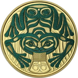 Реверс монеты Канада, 100 долларов, 2018, Лягушка раскрывает подарок