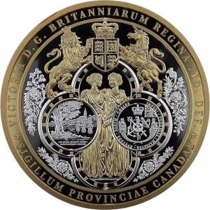 Реверс монеты Канада, 100 долларов, 2019, Большая печать провинций Канады