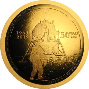 Реверс монеты Канада, 100 долларов, 2019, 50 лет высадке "Аполлона-11" на Луну