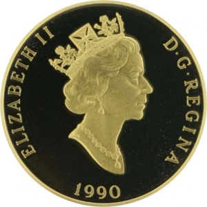 Аверс монеты Канада, 200 долларов, 1990, 25 лет флагу Канады