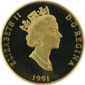 Аверс монеты Канада, 200 долларов, 1991, Хоккей
