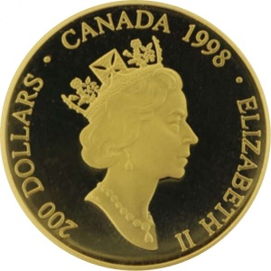 Аверс монеты Канада, 200 долларов, 1998, Белый бизон