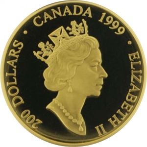 Аверс монеты Канада, 200 долларов, 1999, Бабочка