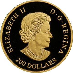 Аверс монеты Канада, 200 долларов, 2014, Белохвостый олень