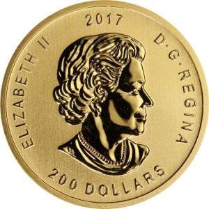 Аверс монеты Канада, 200 долларов, 2017, Вапити