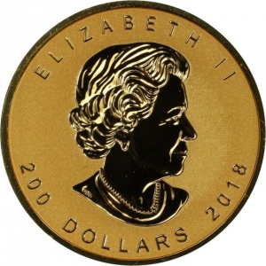 Аверс монеты Канада, 200 долларов, 2018, 30 лет - Кленовый лист