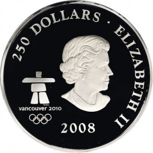 Аверс монеты Канада, 250 долларов, 2008, XXI зимние Олимпийские Игры, Ванкувер 2010 - На пути к конфедерации
