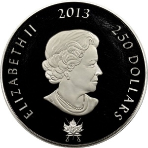 Аверс монеты Канада, 250 долларов, 2013, 200 лет битве при Шатоге