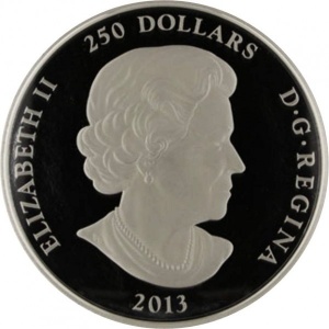 Аверс монеты Канада, 250 долларов, 2013, Северный олень