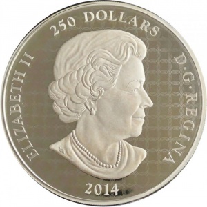 Аверс монеты Канада, 250 долларов, 2014, Cнежная сова