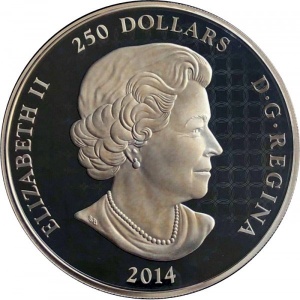 Аверс монеты Канада, 250 долларов, 2014, Кленовый лист