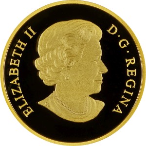 Аверс монеты Канада, 250 долларов, 2015, Флора и фауна — Венецианская стеклянная черепаха с цветком стрелолиста широк…