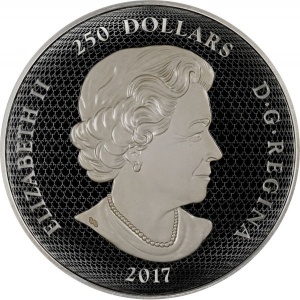 Аверс монеты Канада, 250 долларов, 2017, В глазах лесного волка