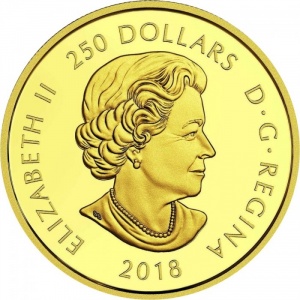Аверс монеты Канада, 250 долларов, 2018, Великолепный Кленовый Лист