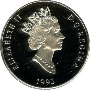 Аверс монеты Канада, 300 долларов, 1993, Песец