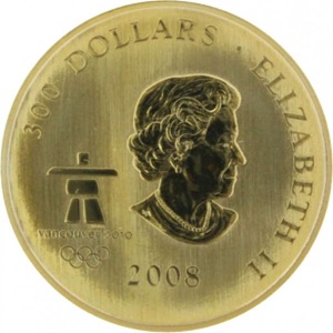 Аверс монеты Канада, 300 долларов, 2008, XXI зимние Олимпийские Игры, Ванкувер 2010 - Соревнования
