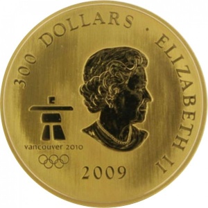 Аверс монеты Канада, 300 долларов, 2009, XXI зимние Олимпийские Игры, Ванкувер 2010 - Олимпийская дружба