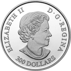 Аверс монеты Канада, 300 долларов, 2016, Гризли