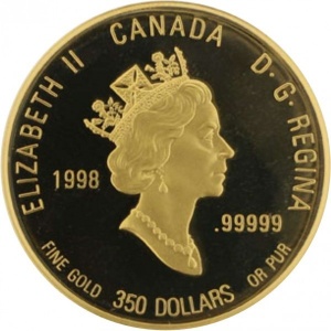 Аверс монеты Канада, 350 долларов, 1998, Цветы с герба Канады