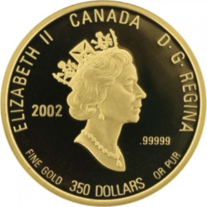 Аверс монеты Канада, 350 долларов, 2002, Дикая роза
