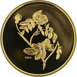 Реверс монеты Канада, 350 долларов, 2002, Дикая роза