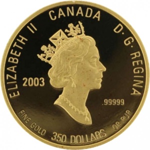 Аверс монеты Канада, 350 долларов, 2003, Триллиум белый