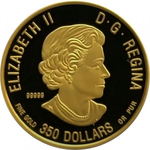 Аверс монеты Канада, 350 долларов, 2016, Чёрный медведь