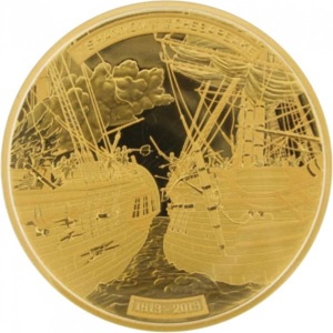 Реверс монеты Канада, 500 долларов, 2013, HMS Shannon и USS Chesapeake