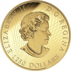 Аверс монеты Канада, 1250 долларов, 2016, Гризли