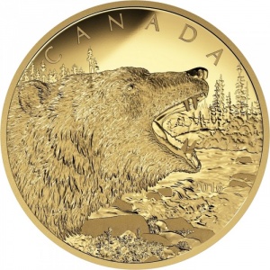 Реверс монеты Канада, 1250 долларов, 2016, Гризли