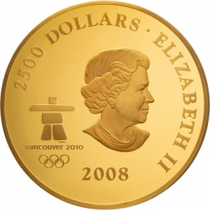 Аверс монеты Канада, 2500 долларов, 2008, XXI зимние Олимпийские Игры, Ванкувер 2010 - На пути к Конфедерации