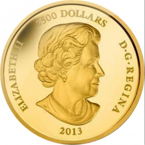 Аверс монеты Канада, 2500 долларов, 2013, Северный олень