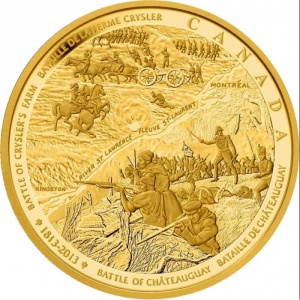 Реверс монеты Канада, 2500 долларов, 2013, Битва у Шатоге и Битва при Крайслер-Фарм