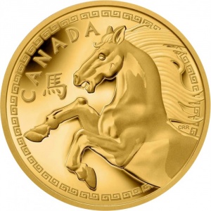 Реверс монеты Канада, 2500 долларов, 2014, Китайский гороскоп - год лошади